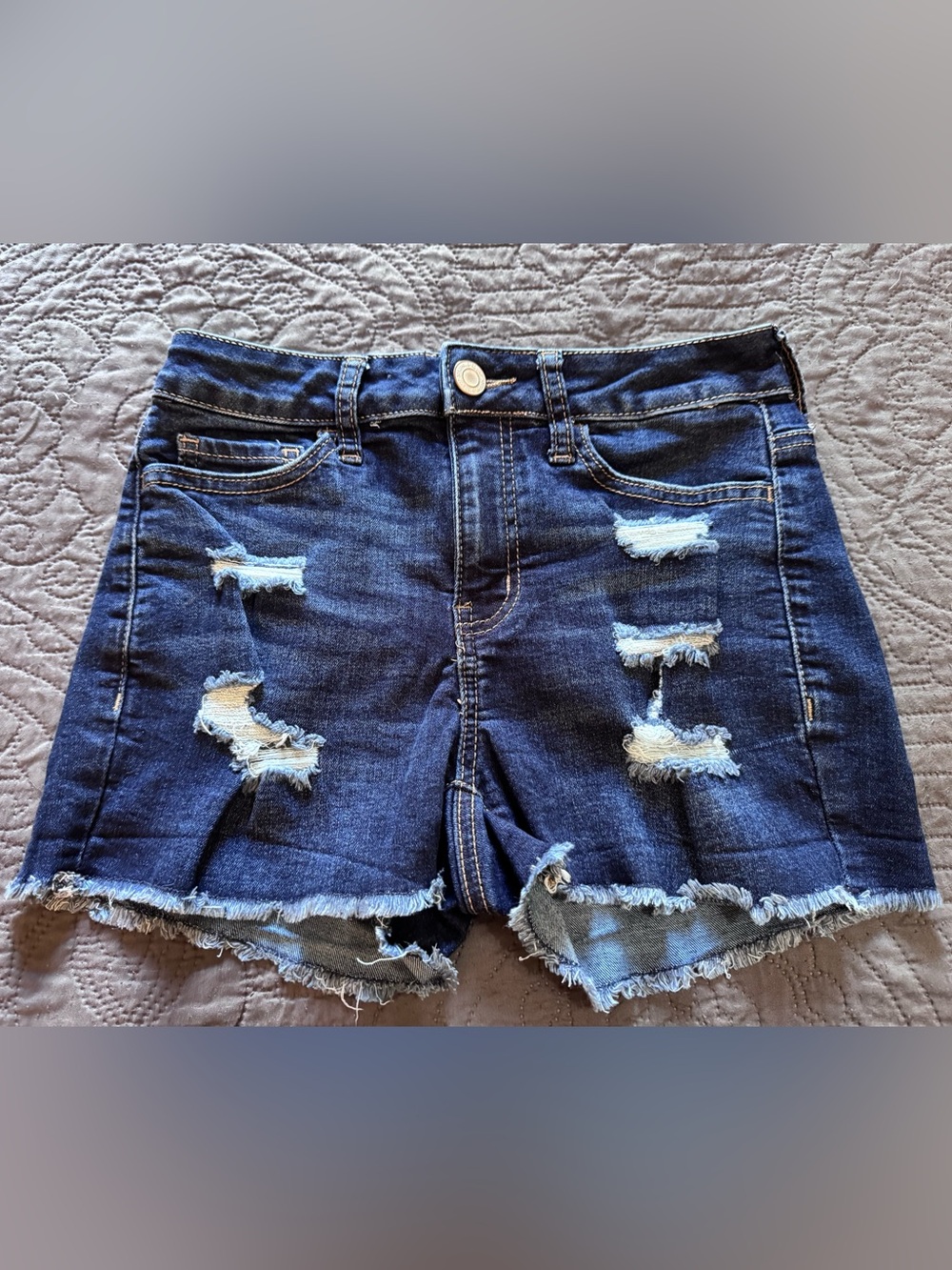 SO Distressed Dark Blue Denim Shorts